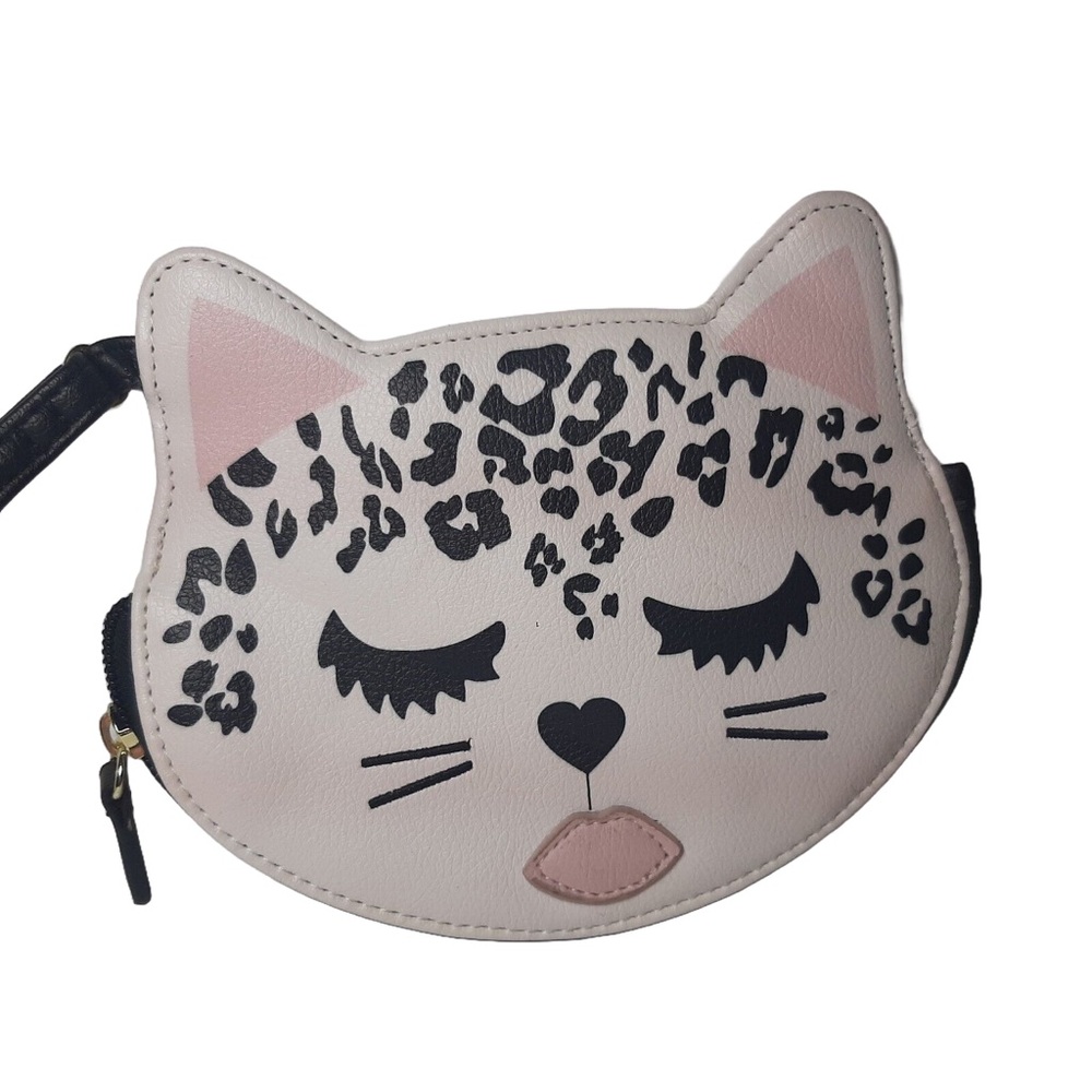 Luv Betsey Johnson Leopard Sleepy Cat Was Wallet Purse Wristlet handbag